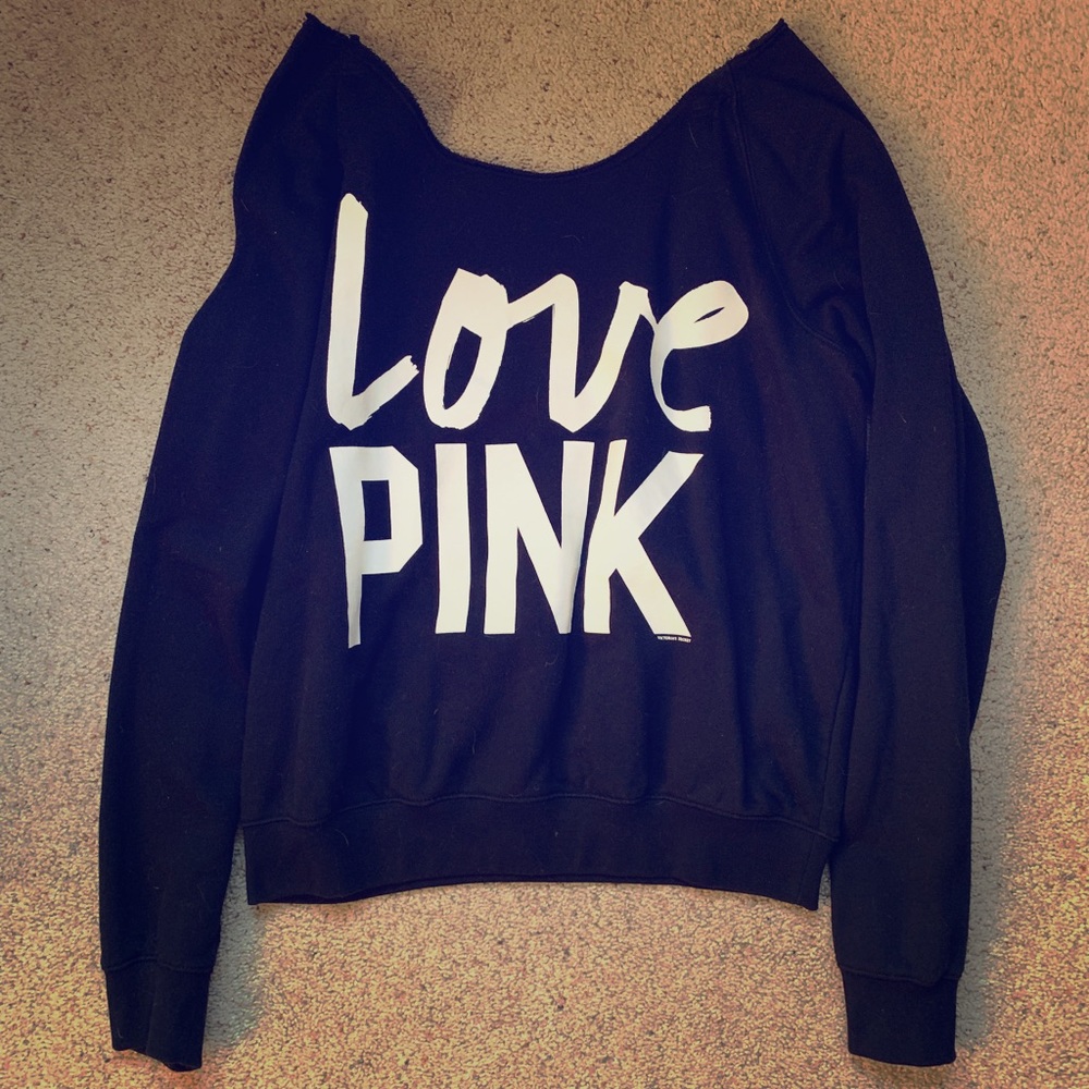 Black Pink off the shoulder sweatshirt